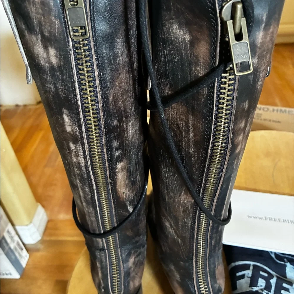NEW Freebird GRANY "distressed black" Leather Lace-Up Boots - Picture 6 of 7